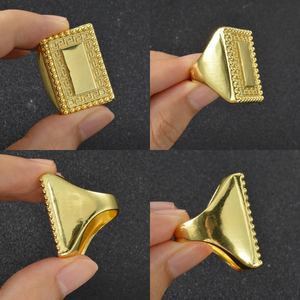 Zeadear 18k Gold Plated Copper <b>Chunky</b> Egyptian Pyramid Hip Hop Vintage Custom Engagement Jewelry Accessory <b>Ring</b> for Men - Product Image 4