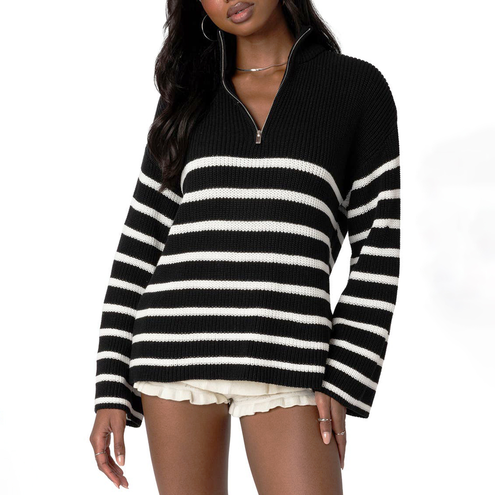 2023 Winter Solid Color Loose Oversized Bottoming Ribbed Long Sleeved Dress Long Turtleneck Knitted Plus Size Sweater for Women