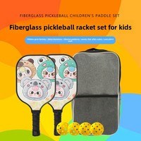 Raquette de pickleball pour enfants et adultes, ensemble complet pour sports de plein air, noyau en nid d'abeille de 16mm, motif de dessin animé, mat, 35.6cm, léger