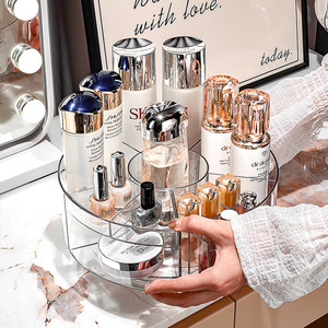 Rotating Cosmetic Storage <b>Box</b> With Drawers For <b>Makeup</b> Skincare Brushes Desktop Organizer Pet Material - Product Image 3