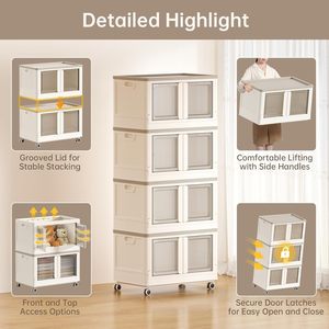 Clear Foldable Multi-Layer Large Organizer <b>Storage</b> Cabinet Household Plastic <b>Storage</b> <b>Boxes</b> Clothing Toys Home Packaging - Product Image 4