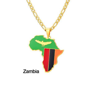 Venta al por mayor caliente Hiphop estilo país Mapa Collar para hombres de acero inoxidable esmalte africano país Mapa colgante collares - Product Image 3