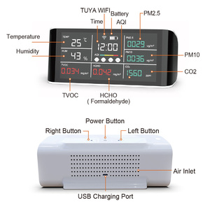 Analyseur de gaz Wi-Fi multifonctionnel direct usine, détecteur de concentration PM2.5, CO2, HCHO, TVOC avec capteur NDIR, alimenté par batterie, pour extérieur - Product Image 1
