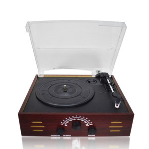 Tourne-disque vinyle avec amplificateur phono, radio FM, interface USB, boîtier en bois, système audio domestique - Product Image 2
