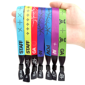 Pulsera tejida de festival de poliéster personalizada, muñequeras de tela con clip, pulsera de pareja <span class=keywords><strong>totwoo</strong></span> - Product Image 1