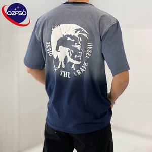 QZFSO personnalisé 230gsm Streetwear T-shirt unisexe surdimensionné Vintage graphique T-shirt épais coton uni lavé à l'acide T-shirt personnalisé - Product Image 1