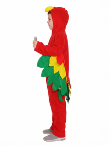 Fantasia de Papagaio de Pelúcia para Crianças com Asas Anexadas, Pijama com Capuz em Fleece Vermelho e Verde, Fantasia de Halloween para Meninos/Meninas - Product Image 3