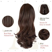 Extensions de queue de cheval synthétiques à grandes boucles, résistantes à la chaleur, avec pince, pour la vente en gros