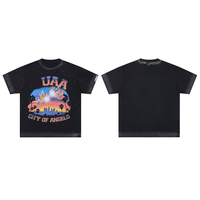 Kaos T-shirt lengan pendek kasual serbaguna katun murni berkualitas tinggi berhiaskan rhinestones, gaya streetwear Amerika lintas batas