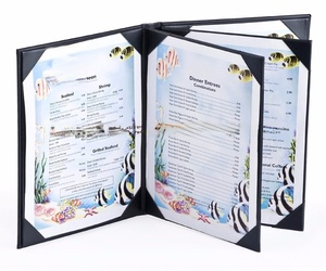 4-Page <span class=keywords><strong>menu</strong></span> bìa da với bìa cứng thiết kế giữ 9 "x 11" - Product Image 1