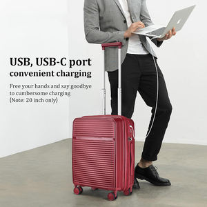<span class=keywords><strong>Valise</strong></span> à roulettes portable légère <span class=keywords><strong>en</strong></span> ABS de 20 pouces avec roulettes pivotantes, serrure approuvée par la TSA, port USB, ensemble de bagages de haute qualité - Product Image 4