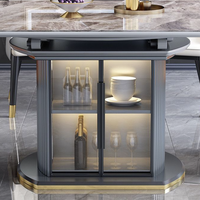 Table à manger ronde extensible moderne en pierre frittée et chaises Bjflamingo, ensemble de tables et chaises de luxe italiennes en marbre