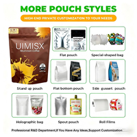 Mini sachets imprimés personnalisés à bas quantité minimale de commande pochette découpée zip-lock refermable sacs en mylar de bonbons de thé alimentaire de 3.5 grammes