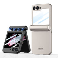 Casing ponsel Samsung, untuk Samsung Galaxy Z flip 5 z flip 6 casing ponsel magnetik engsel lipat semua termasuk kulit terasa PC dengan kotak pena
