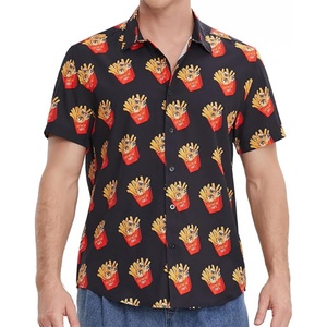 Camisa Hawaiana de Manga Corta para Hombre, con Logotipo Personalizado, Transpirable, Diseño de Camiones de Comida, Estilo Tropical y Casual - Product Image 1