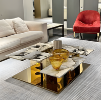 Table basse carrée flottante de luxe italienne en marbre naturel, design moderne et minimaliste pour salon