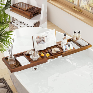 Plateau <span class=keywords><strong>de</strong></span> bain pliable <span class=keywords><strong>de</strong></span> luxe en bois <span class=keywords><strong>de</strong></span> teck, support <span class=keywords><strong>de</strong></span> bain en bois massif <span class=keywords><strong>de</strong></span> qualité supérieure avec design <span class=keywords><strong>de</strong></span> rangement imbriqué pour spa et hôtels cinq étoiles - Product Image 4