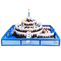Château gonflable commercial en forme de maison de pain d'épices, château gonflable pour enfants, fête en plein air, design à thème avec gâteau et bonbons pour les fêtes