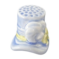 Accessoires de couture écologiques pour tailleurs sur mesure : Nœud en ruban en forme de chapeau en céramique et porcelaine bleu clair/blanc/jaune