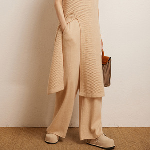 <span class=keywords><strong>Pantalon</strong></span> décontracté en <span class=keywords><strong>laine</strong></span> de couleur <span class=keywords><strong>pure</strong></span> pour femmes <span class=keywords><strong>Pantalon</strong></span> <span class=keywords><strong>femme</strong></span> Design hiver <span class=keywords><strong>Pantalon</strong></span> large en tricot de <span class=keywords><strong>laine</strong></span> et cachemire avec cordon de serrage pour femmes - Product Image 3