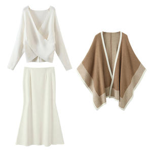 เดรสไหมพรมคอวีไขว้สำหรับผู้หญิง รุ่น Runqi เอวธรรมชาติ ความหนาปานกลาง ระบายอากาศได้ดี สไตล์พันรอบตัว ให้ลุคหรูหรา - Product Image 1