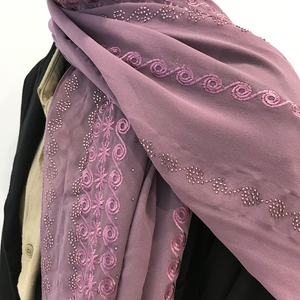 SIWENショップメイドスプライシングシフォンラインストーンヘッドスカーフレースショールとラップ女性ヒジャーブストールヒジャーブイスラム教徒の女性 - Product Image 3