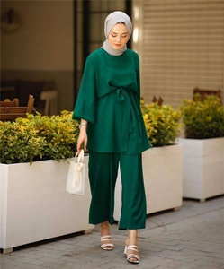 Vente en gros <span class=keywords><strong>Ensemble</strong></span> deux pièces modeste pour femmes <span class=keywords><strong>Ensemble</strong></span> <span class=keywords><strong>tunique</strong></span> <span class=keywords><strong>longue</strong></span> <span class=keywords><strong>pantalon</strong></span> pour femmes musulmanes - Product Image 2