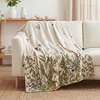 Selimut Flanel Modern Khusus Musim Semi dan Musim Panas dengan Cetakan Bunga Liar Watercolor, Super Lembut, Nyaman, dan Mudah Dibawa, Cocok untuk Tempat Tidur, Sofa, dan Hadiah