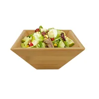 Doğal organik servis tabağı yemek takımı ahşap salata kasesi seti bambu salata kasesi için en iyi servis salata, makarna, çorba ve meyve