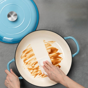 Casserole en fonte émaillée rouge minimaliste pour fruits de mer, antiadhésive, avec couvercle, compatible gaz et induction, cocotte, rôtissoire - Product Image 6