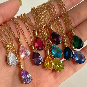 Collier pendentif en acier inoxydable plaqué or 18 carats Dazan New Ins Pvd <span class=keywords><strong>2022</strong></span> avec zircon coloré véritable du signe du zodiaque du <span class=keywords><strong>mois</strong></span> de naissance pour femmes - Product Image 1