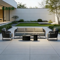 Ensemble de salon 4 pièces en aluminium tressé pour piscine, hôtel, conversation, jardin, canapé d'extérieur, mobilier de patio