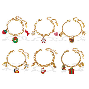 Pulsera con Dijes Navideños de Aleación de Zinc, Chapada en Oro, con Colgante de Dibujos Animados, Joyería Unisex para Regalo - Product Image 5