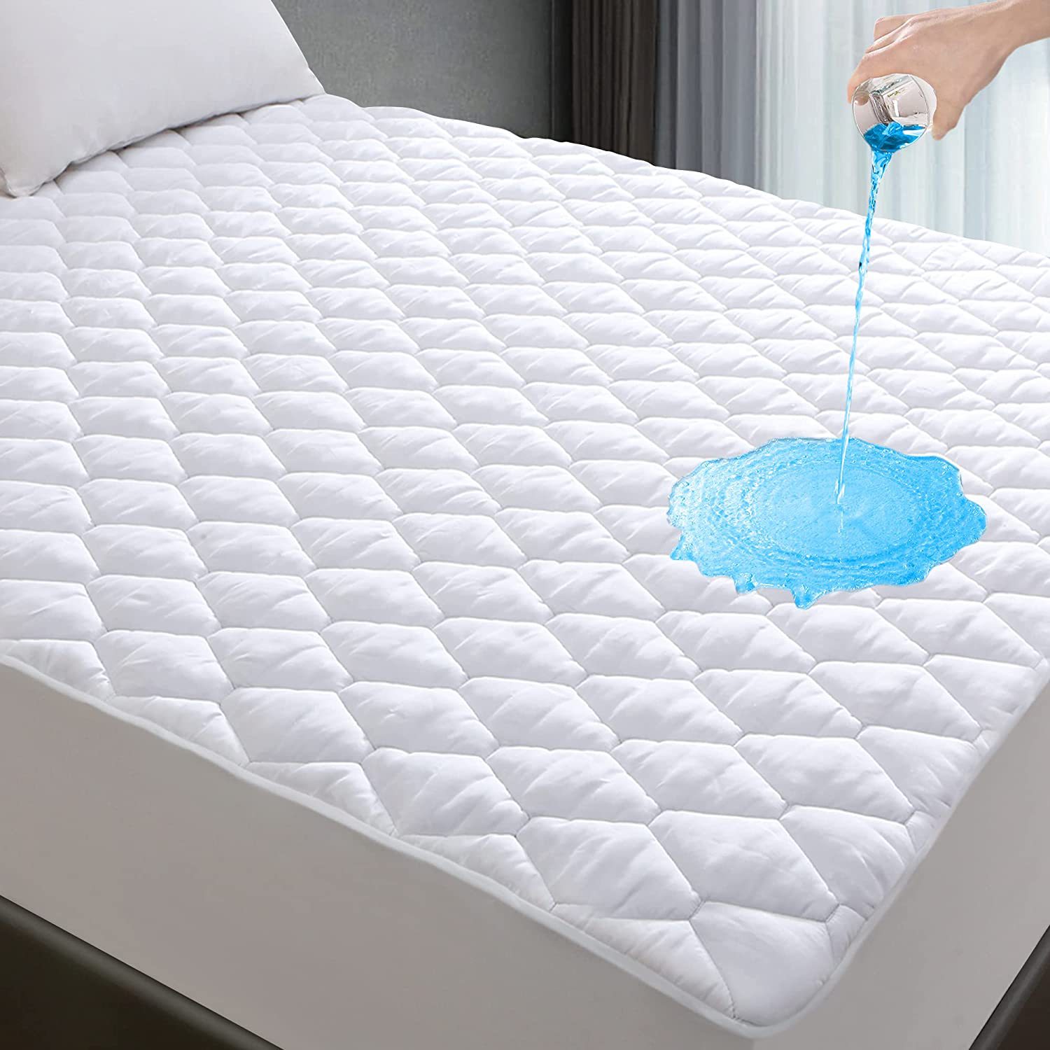 Matelas matelassé pour hôtel 100% Housse de protection imperméable et respirante pour matelas Couvre-matelas creux silencieux en coton