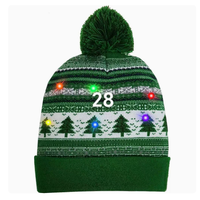 Cappello Natalizio in Maglia Acrilica di Alta Qualità con Luci LED, Cappello di Babbo Natale Luminoso per Adulti e Bambini