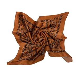 Venta al por mayor bandanas bufanda de pelo-Pañuelo para el pelo de satén con diseño clásico, pañuelo de seda con estampado personalizado