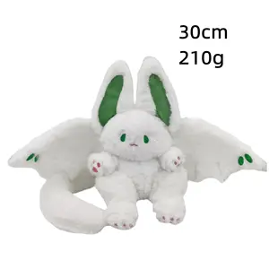Yeni tasarım beyaz tavşan yarasa peluş oyuncak tavşan peluş yarasa kanat yaratıcı çocuk hediyeleri tavşan yarasa hayvan peluş oyuncak 0-14