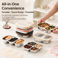 Boîte Bento Détachable en Acier Inoxydable 304, 2 Compartiments, Anti-Fuite, Compatible Micro-ondes, Contenant Alimentaire Réutilisable en Plastique Isolé pour