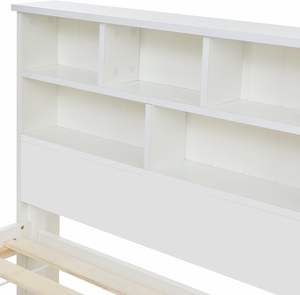<span class=keywords><strong>Lit</strong></span> double <span class=keywords><strong>en</strong></span> <span class=keywords><strong>bois</strong></span> avec rangement sous tiroir tête <span class=keywords><strong>de</strong></span> <span class=keywords><strong>lit</strong></span> étagères bibliothèque cadre <span class=keywords><strong>de</strong></span> <span class=keywords><strong>lit</strong></span> blanc pour adultes enfants adolescents - Product Image 4