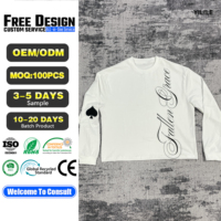 T-shirt à manches longues col rond 100 % coton personnalisé TS3876 pour homme, avec imprimé graphique, coupe ample, style streetwear décontracté