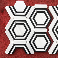 Carrelage mosaïque en marbre et laiton poli hexagone, tapisserie pour mur et sol en nid d'abeille