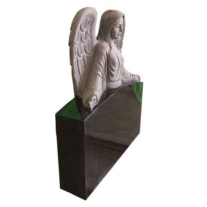 Lápida Conmemorativa de Granito Negro UNION Traditional con Ángel Guardián Pequeño, Altura 28 pulgadas - Product Image 3