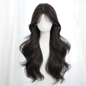 <span class=keywords><strong>Parrucca</strong></span> Completa da <span class=keywords><strong>Donna</strong></span> Nera, Nuova Versione Migliorata, con Onde Grandi Naturali e Frangia Raffinata, Realizzata a Macchina, Stile Coreano, Popolare su Internet, per Uso Quotidiano - Product Image 1