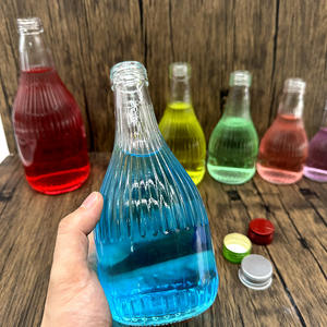 <span class=keywords><strong>Botellas</strong></span> <span class=keywords><strong>de</strong></span> Vidrio Transparente <span class=keywords><strong>de</strong></span> Grado Alimenticio con Rayas Horizontales, <span class=keywords><strong>de</strong></span> 100ml a 700ml, con Tapa Metálica <span class=keywords><strong>de</strong></span> Rosca para Jugos y Bebidas - Product Image 5