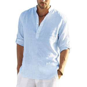 <span class=keywords><strong>Camicia</strong></span> a maniche lunghe da <span class=keywords><strong>uomo</strong></span> 200gsm in <span class=keywords><strong>lino</strong></span> <span class=keywords><strong>100</strong></span>% Oem t-Shirt con logo personalizzato <span class=keywords><strong>camicia</strong></span> con colletto Casual bianco all'ingrosso - Product Image 2