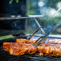 Kit d'ustensiles pour barbecue, poignée en bois dur, ustensile de cuisine instantané, fourchette, Kamado