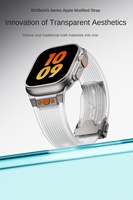 Correa de Reloj de Lujo de Silicona Líquida y Acero Inoxidable 316 para Ultra 49mm SE 44mm 42mm 38mm, Correa Transparente