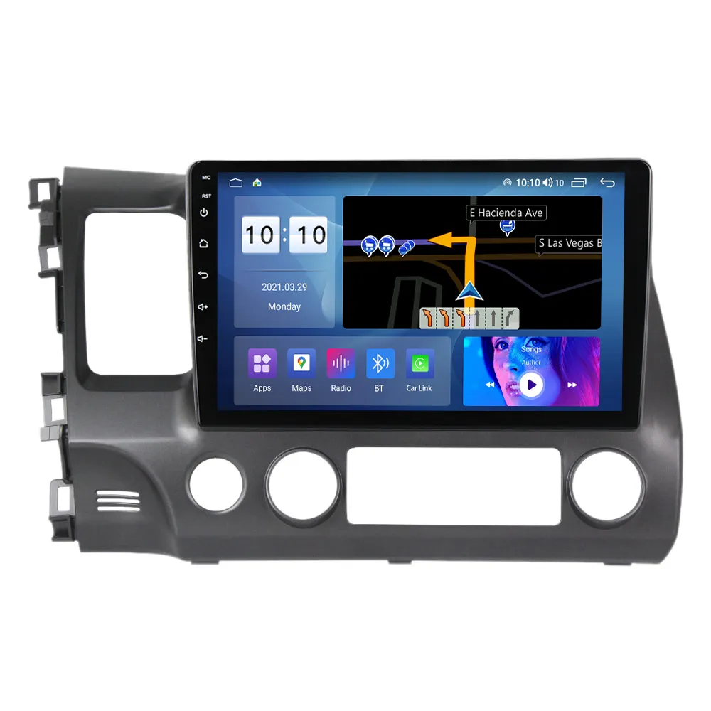 Prelingcar Para Honda Civic 2005 06-2012 Anos Android 12 Monitor Do Carro carplay DSP RDS GPS construído em 2din dvd player de rádio 5.1HIFI