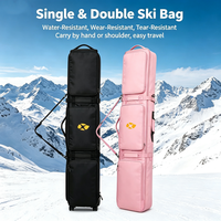 Sac de ski double à roulettes OEM/ODM en tissu Oxford imperméable, sac de sport roulant avec plusieurs poches, sac de rangement pour accessoires pour le ski d'hiver