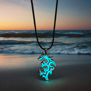 Vintage Punk <span class=keywords><strong>collana</strong></span> ciondolo drago luminoso incandescente <span class=keywords><strong>pietra</strong></span> <span class=keywords><strong>di</strong></span> <span class=keywords><strong>luna</strong></span> scura catena a maglie per gli uomini ragazzi spiaggia festa gioielli regalo all'ingrosso - Product Image 3